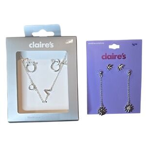 Claire's Jewelry Bundle, 3 Pairs of Earrings/1 Bracelet, New